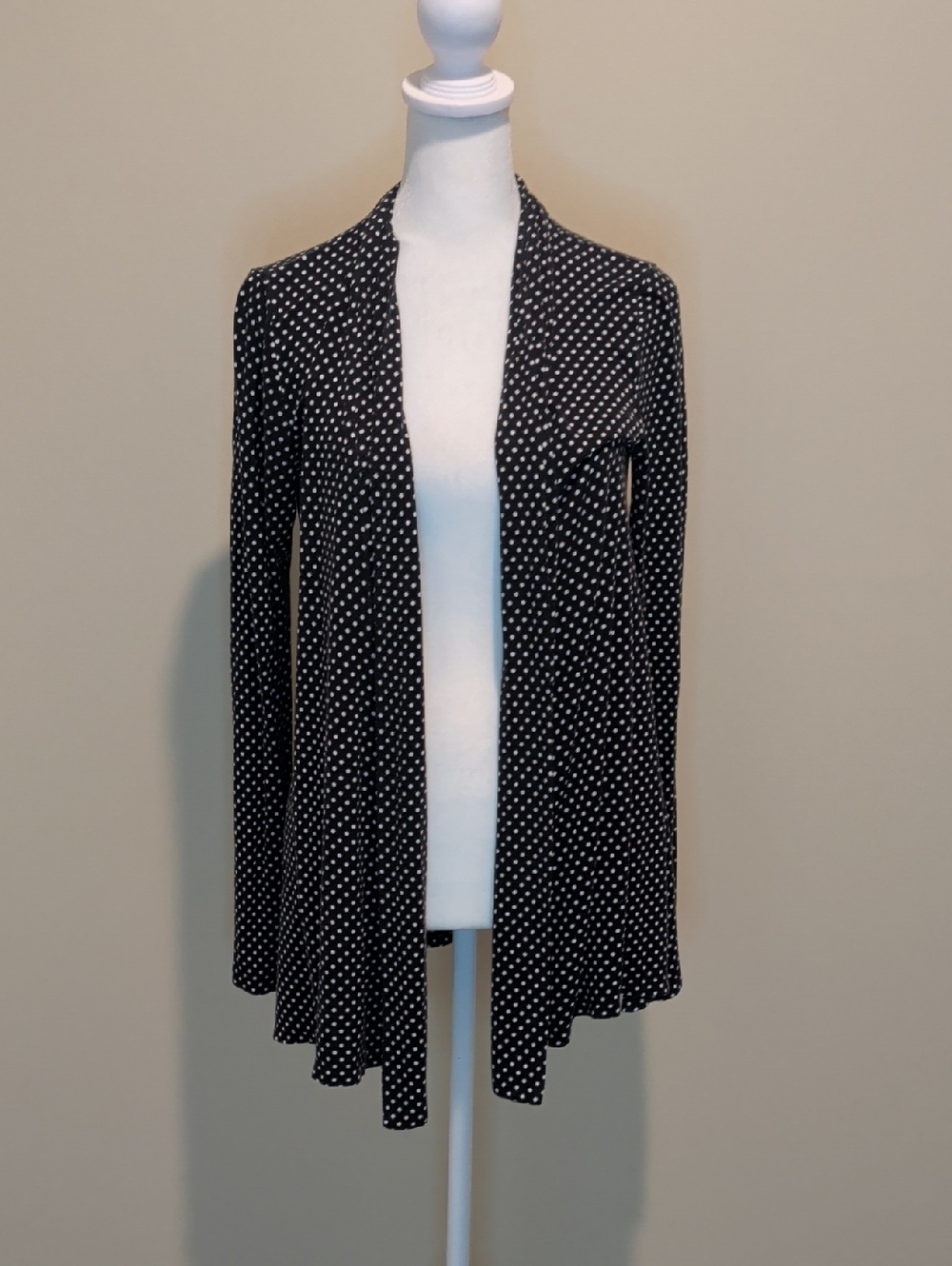 G Collection Black and White Polka Dot Open-Front Cardigan